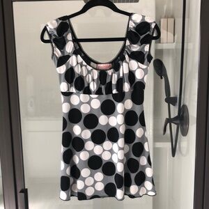 Soulmates Y2K Black white polka dot babydoll top retro artsy fun blouse M casual